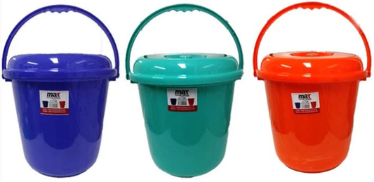 10 Litre Daisy Plain Bucket With Lid Assorted Colours MX4081 (Parcel Rate)