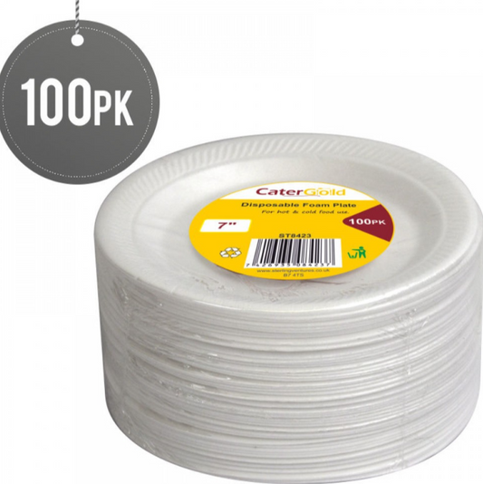 Pack Of 100 Disposable 7" Foam Plates Home Kitchen ST8423 (Parcel Rate)