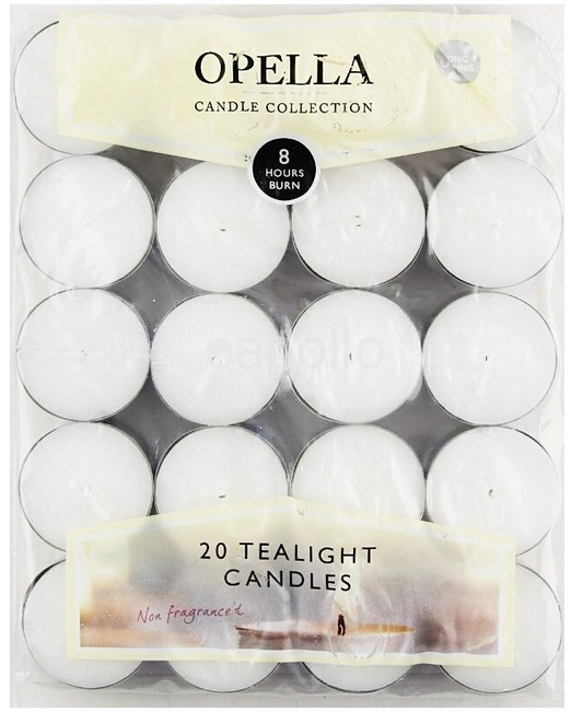 Pack Of 20 Opella Tealight Candles CD008 (Parcel Rate)