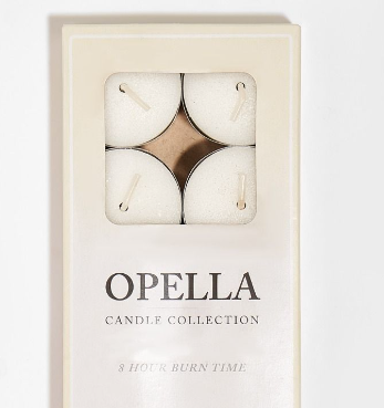 Opella White Tealight Candles Box Of 8 CD003 (Parcel Rate)