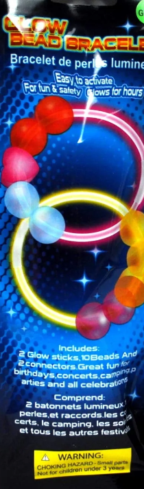 Glow In The Dark Bead Bracelet Neon Assorted Colours 5261 ( large letter )