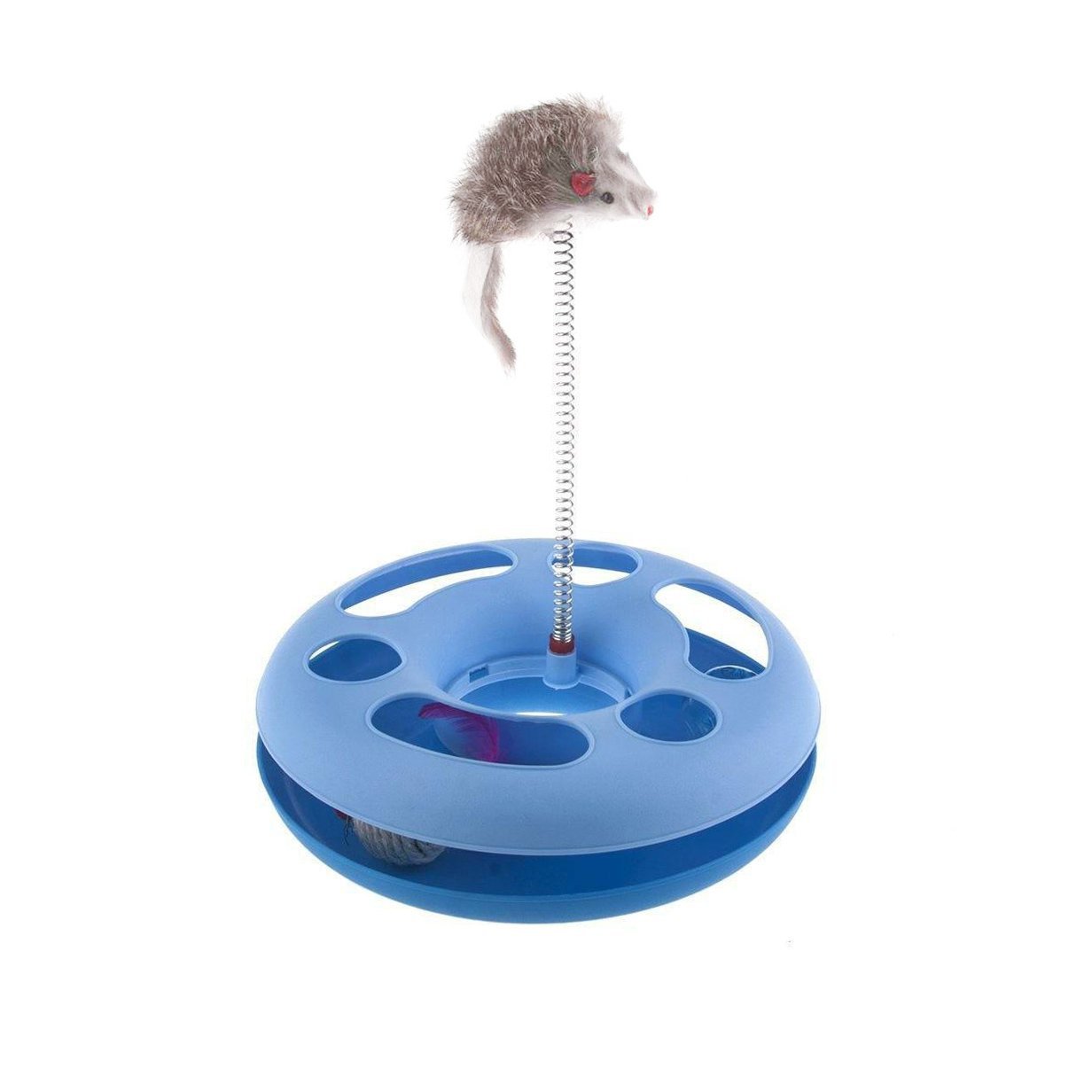 Cat Track Toy With Spring Mouse Interactive Moving Ball Plate Crazy Ball 3917 (Parcel Rate)