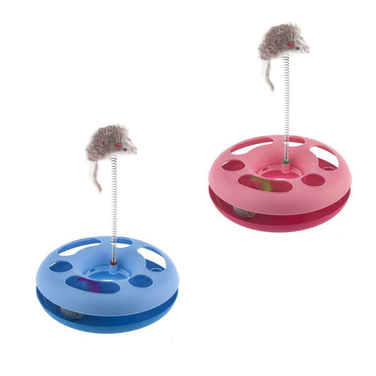 Cat Track Toy With Spring Mouse Interactive Moving Ball Plate Crazy Ball 3917 (Parcel Rate)