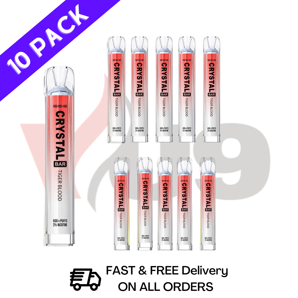 Tiger Blood Crystal Bar VAPE SKE 10 Pack Multipack 600 Puff Device Bulk Wholesale
