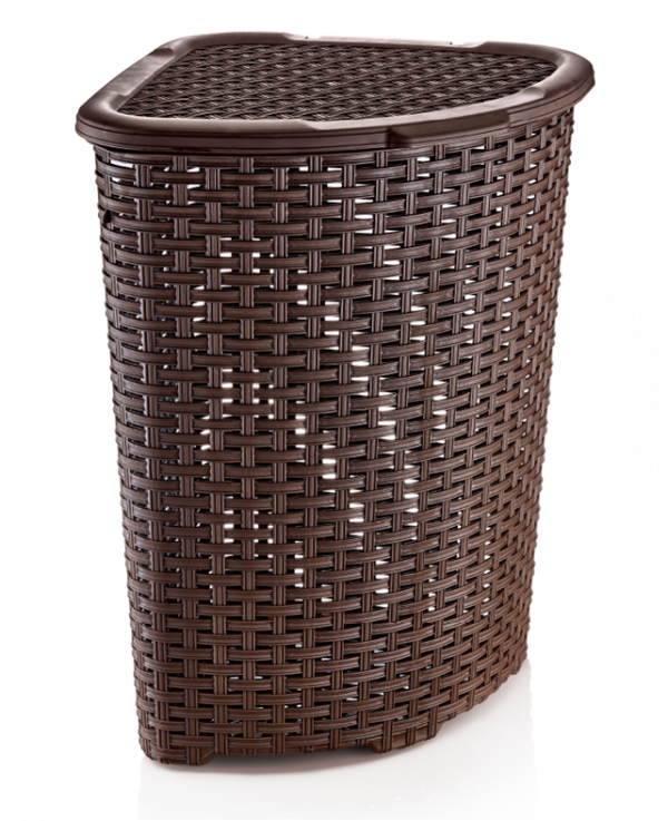 Rattan Style Laundry Basket Plastic 52 Litre Assorted Colours D05005 (Big Parcel Rate)