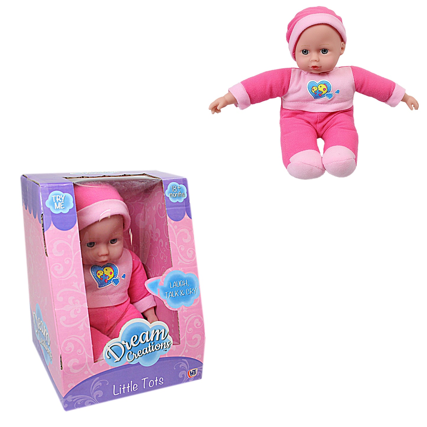 Dream Creation Little Tots Baby Doll Talking Crying & Laughing Doll 8831 (Parcel Rate)