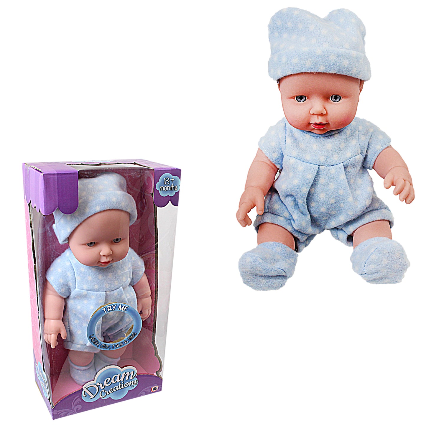 Dream Creation Little Tots Baby Doll Talking Crying & Laughing Doll 3991 (Parcel Rate)