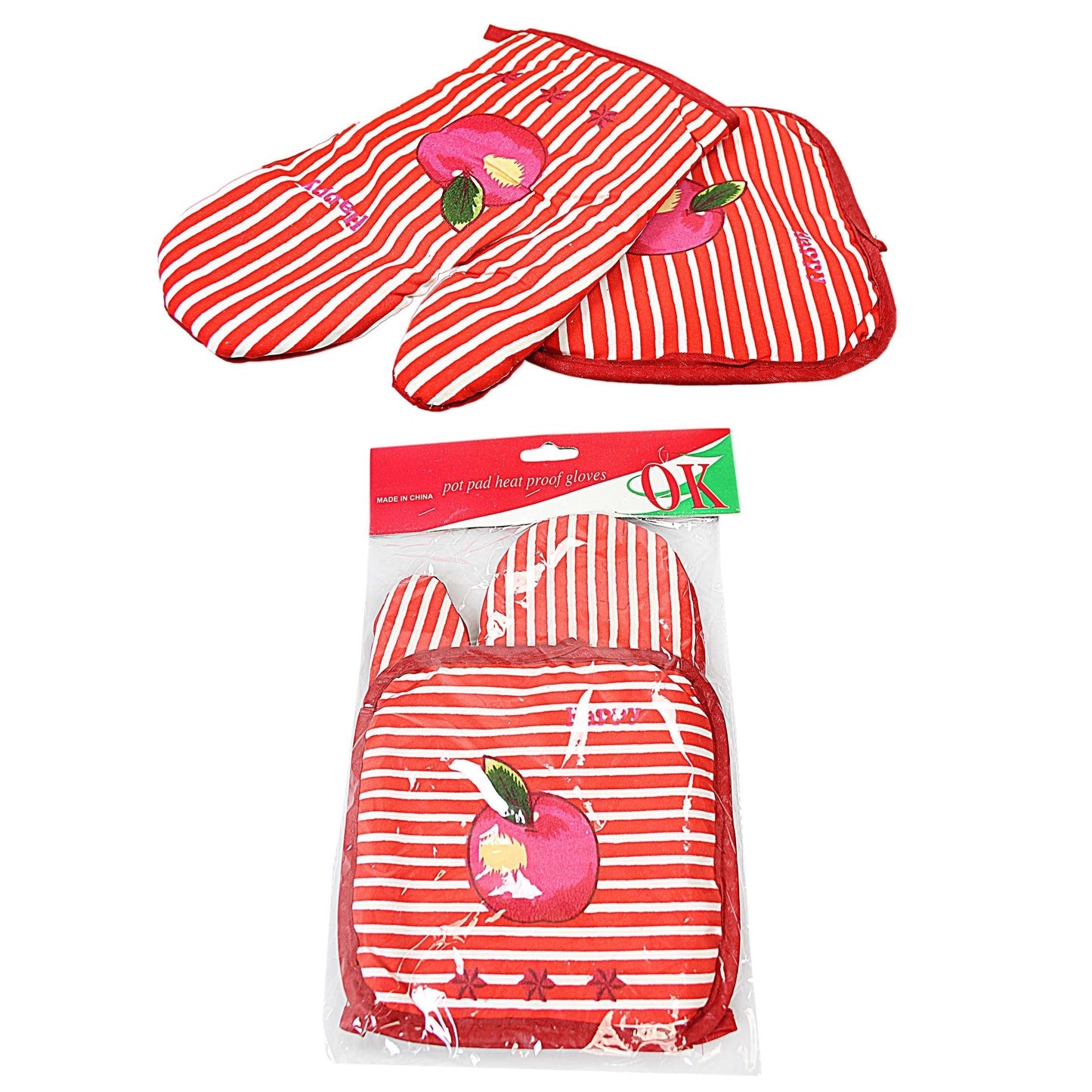 Stripey Decorative Heat Proof Handy Oven Gloves 9096 (Large Letter Rate)