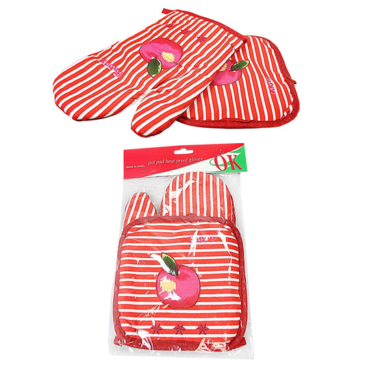 Stripey Decorative Heat Proof Handy Oven Gloves 9096 (Large Letter Rate)