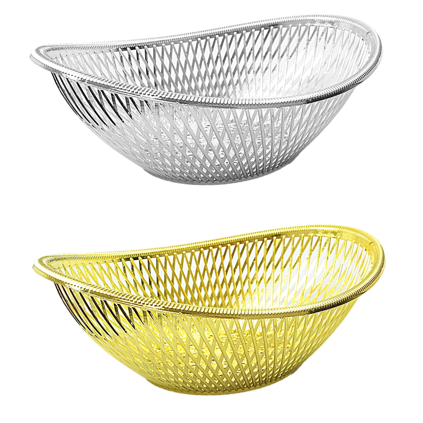 High Quality Gold/ Silver Basket Serving Tray 12cm x 30cm 0317 (Parcel Rate)
