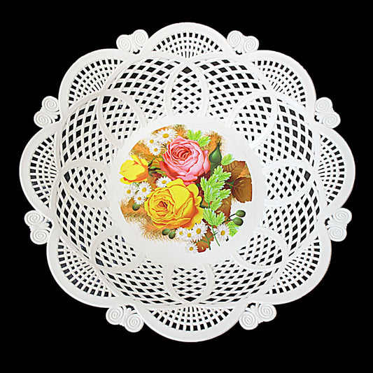 Fancy Floral Plastic Serving Dish Tray Curved Edges 30cm 3214 (Parcel Rate)