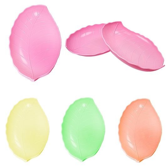 2 Pack Leaf Shaped Plastic Dish Tray Assorted Colours 29cm 3228 (Parcel Rate)