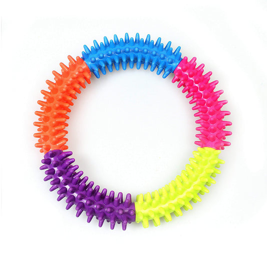 Soft Rubber Dental Dog Ring Toy Puppy Teeth Cleaning Multi Ring 4615 (Parcel Rate)