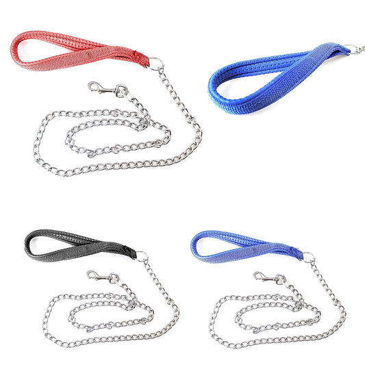 Heavy Duty Dogs Lead With Chain 20cm Strap With 97cm Chain 3 Colours 3033/3303 (Large Letter Rate)