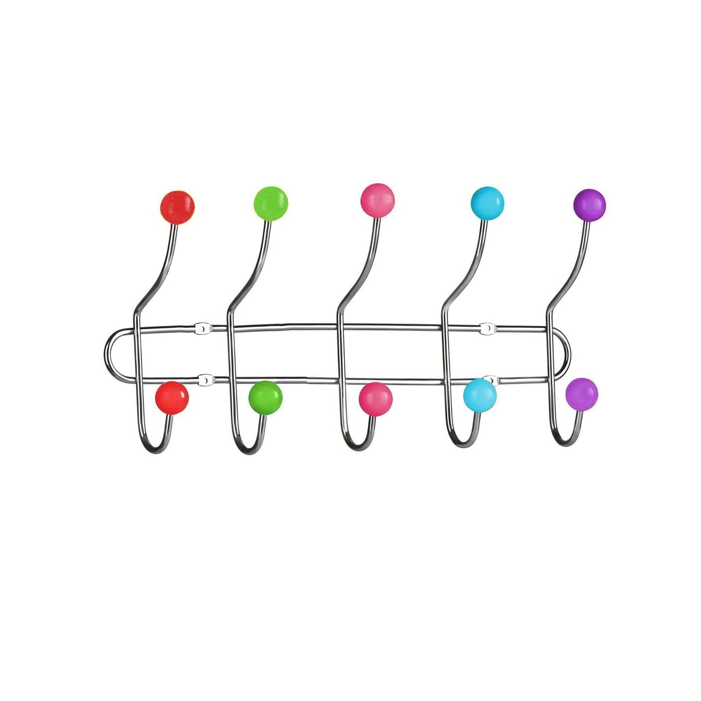 Clothes Hook Rack Chrome Storage Rack With 10 Assorted Dots Hanger 40cm  0882 (Parcel Rate)