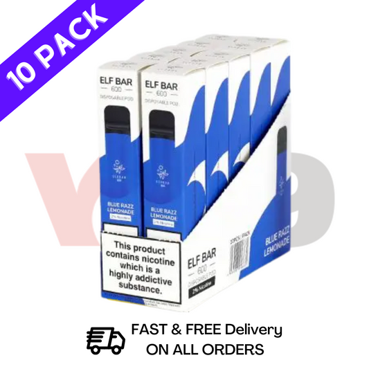 Elf Bar Bulk Price Blue Razz Lemonade 10 x Disposable Vape Multipack - VU9 Wholesale