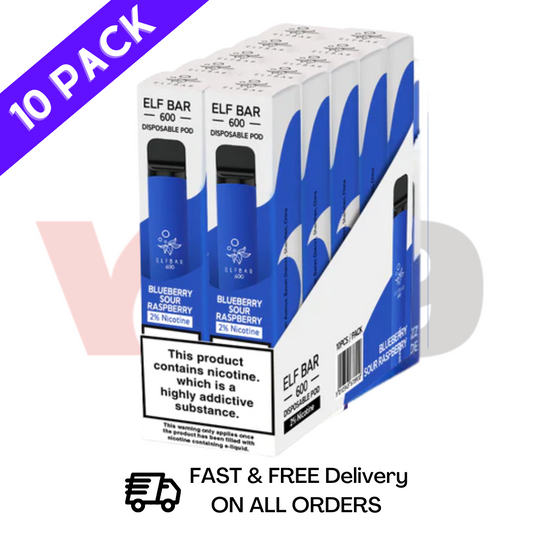  Elf Bar Bulk Price Blueberry Sour Raspberry 10 x Disposable Vape Multipack - VU9 Wholesale