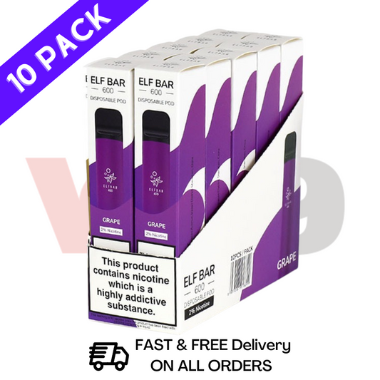  Elf Bar Bulk Price Grape 10 x Disposable Vape Multipack - VU9 Vape Wholesale