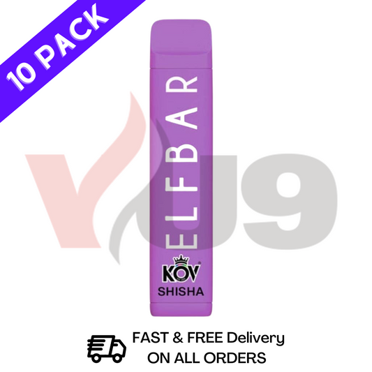 Elf Bar Raspberry Blackcurrant Pack of 10 Shisha Range Flavour Bulk Buy Today! 