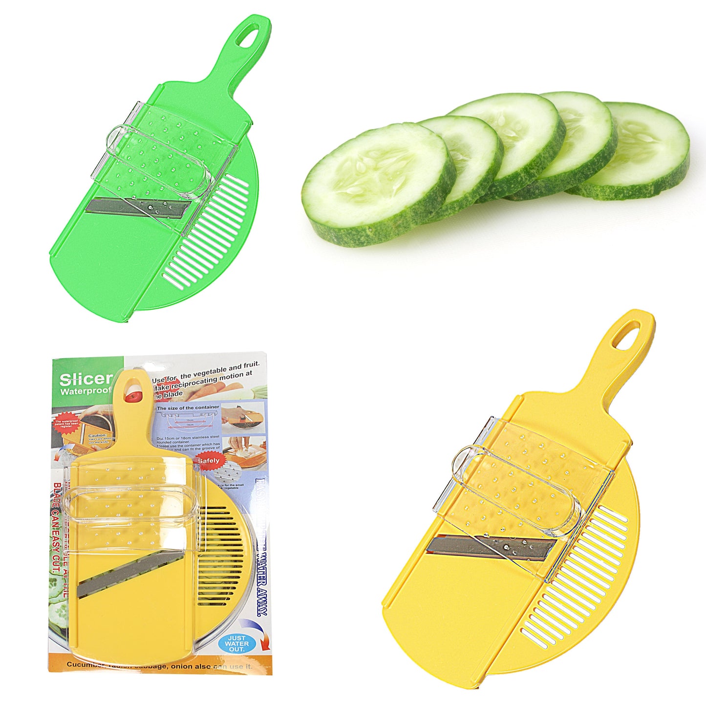 Vegetable Salad Elite Multipurpose Kitchen Slicer Cutter Green/Yellow 30 x 14cm 1969 (Parcel Rate)