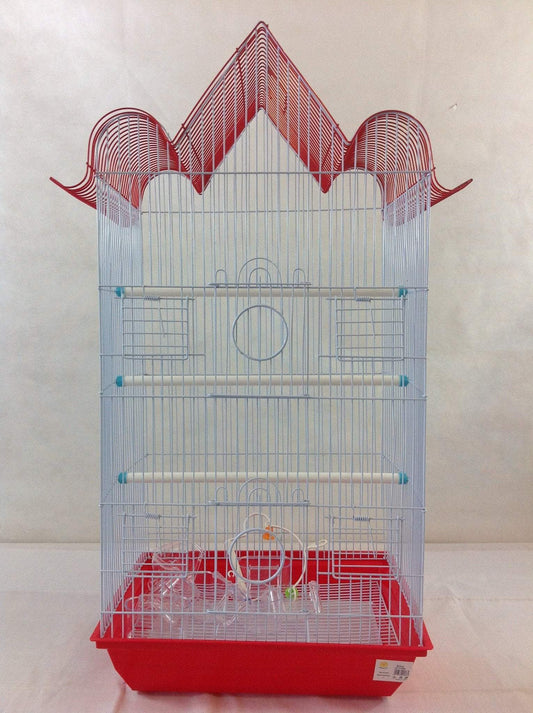 Bird Beautiful Tall Metal / Plastic Bird Cage With Plastic Bottom and 3 Shelves 68 x 43cm Assorted Colours Random Sent 0086 (Big Parcel)