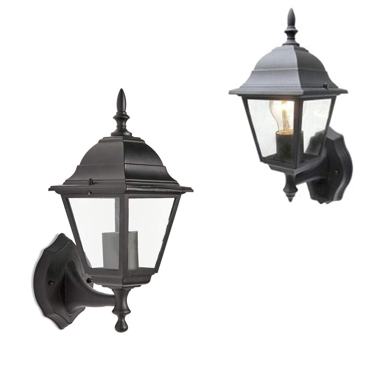 Florence 12w CFL / 42w Halogen E27 Black 4 Sided Lantern (Bulb Not Included) Status Diy Home 6629 (Parcel Rate)