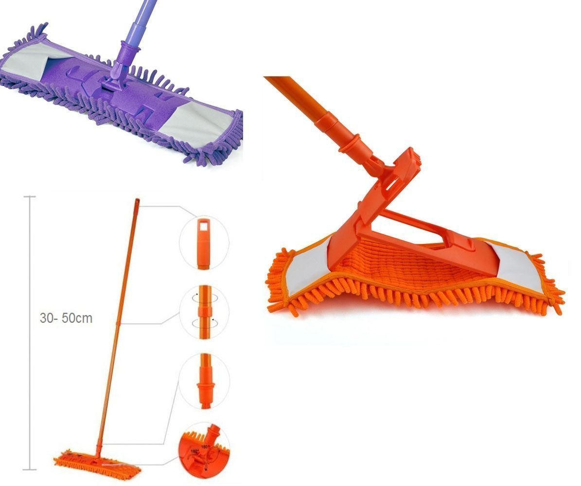 Microfibre Folding Adjustable 360 Plastic Mop With Handle Assorted Colours 2045 (Parcel Rate)