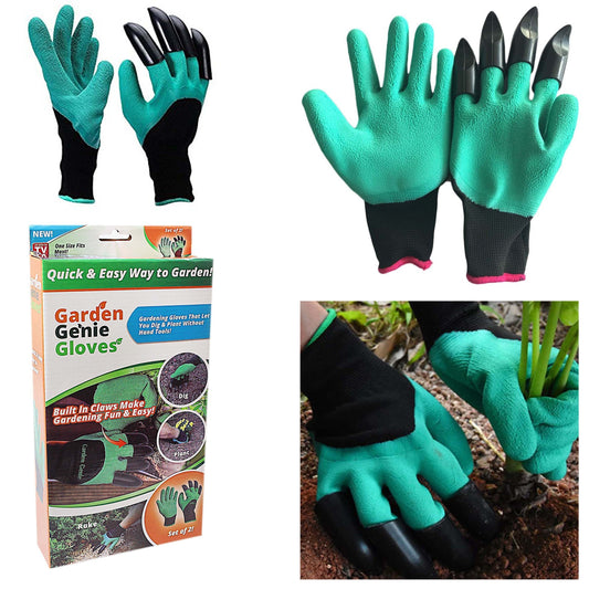 Garden Genie Gloves For Digging & Planting With 4 ABS Plastic Claws Gardening 4303 (Parcel Rate)