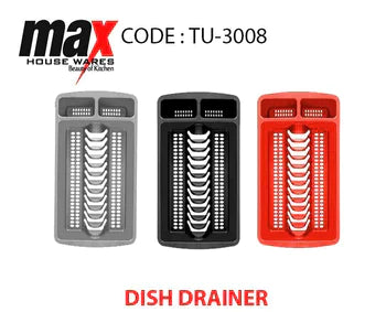 Dish Drainer Black Red Grey Kitchen PLU314814 (Parcel Rate)