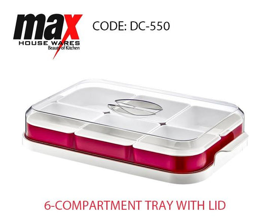 6 Compartment Tray With Lid Kitchen Home DC550 (Parcel Rate)