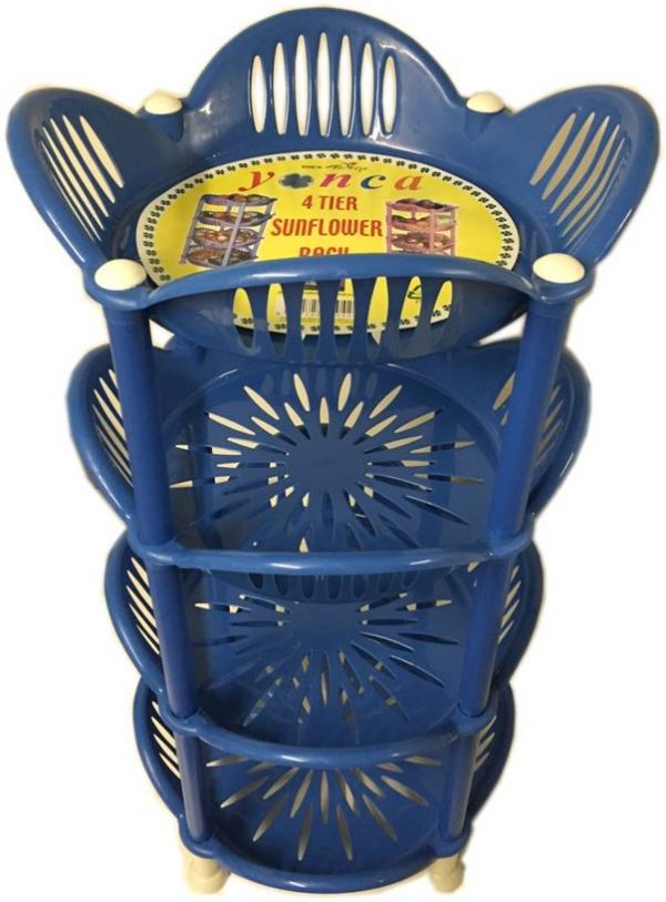 4 Tier Kitchen Veg Trolley/Stand Flower Shape Assorted Colours H0424 (Big Parcel Rate)