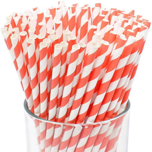 Red Stripe Paper Straws Pack of 30 VSTRSPS30 (Parcel Rate)