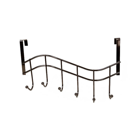 Metal Coat Hook Door Hanger Rack Black 44 cm 6868 (Parcel Rate)