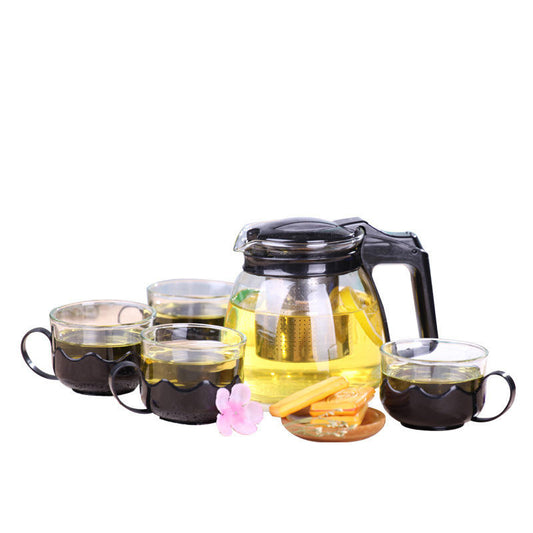 Glass Tea Pot Set Includes 4 Cups Home Kitchen 6670 (Parcel Rate)