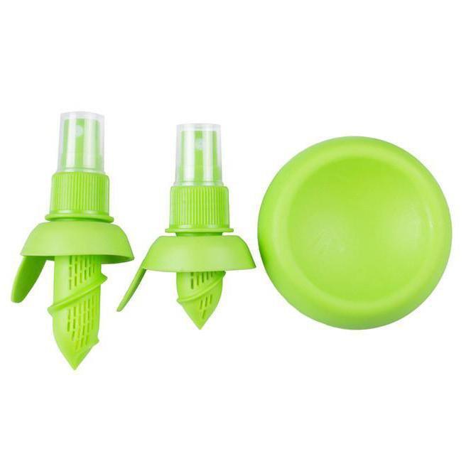 New Quirky Citrus Silicone Plastic Nozzle Spray Stem Juice Sprayer Yellow/Green 3 Piece 1039 (Parcel Rate)