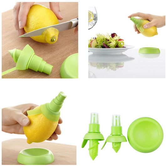 New Quirky Citrus Silicone Plastic Nozzle Spray Stem Juice Sprayer Yellow/Green 3 Piece 1039 (Parcel Rate)