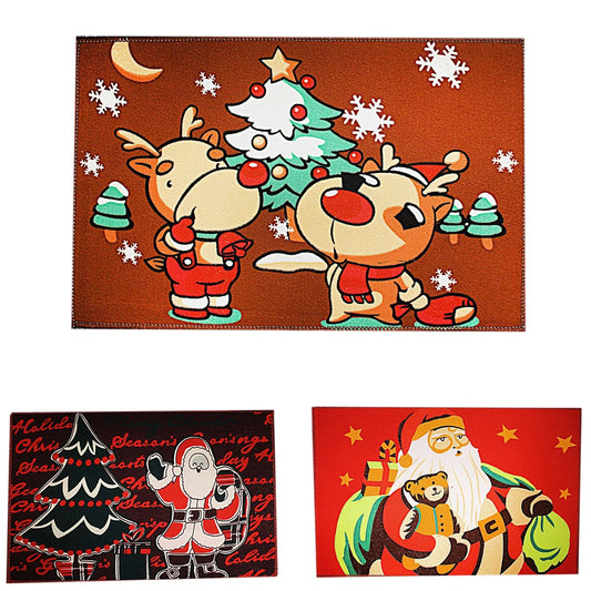 Festive Christmas Season Design Indoor/Outdoor Machine Washable Mats 70cm x 45cm Assorted Designs, Random Sent 4165/1416 (Parcel Rate)