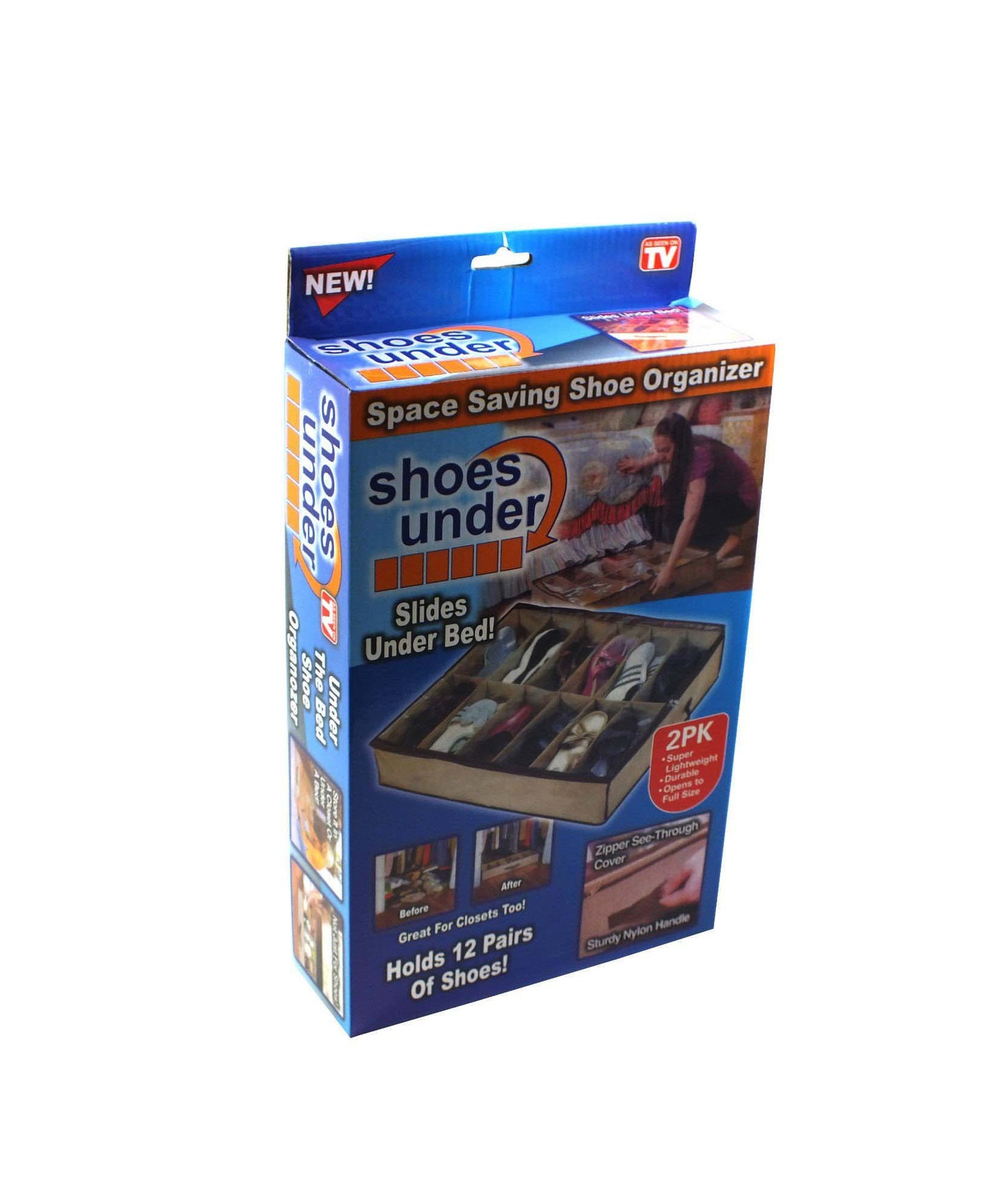 1 Pack Shoe Storage Organiser Space Saver Under Bed Storage Holds 12 Pairs 3842 (Parcel Rate)