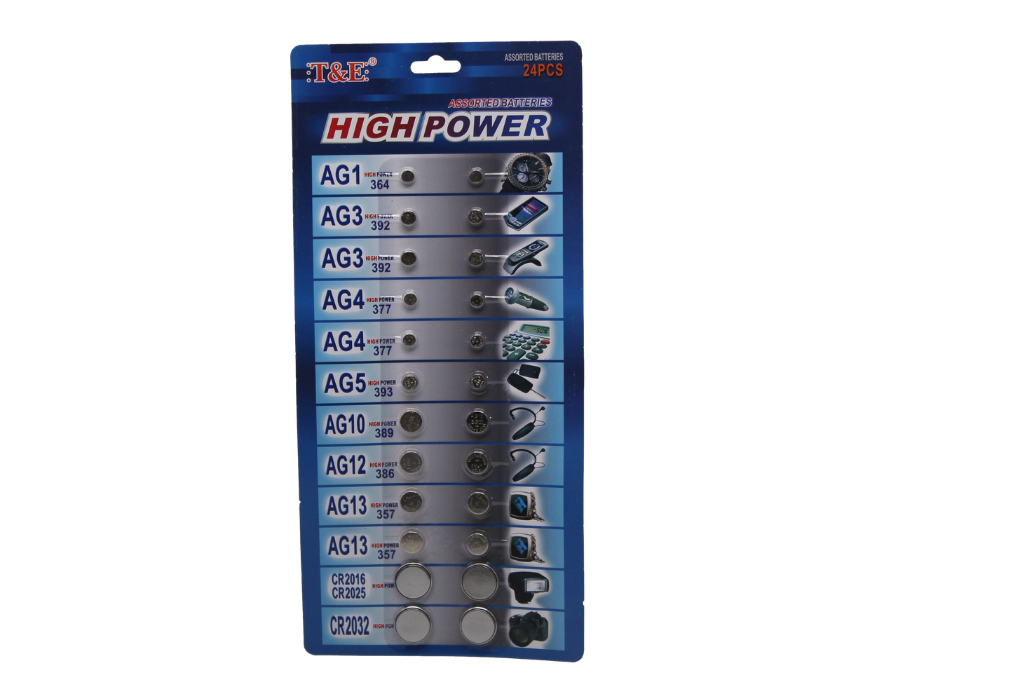 High Power Button Alkaline Cell Batteries Various Sizes 15 x 30cm 2027 (Parcel Rate)