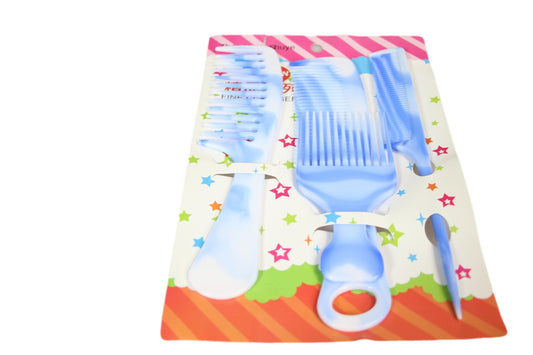 A hair Comb Brush Set With 4 Different Combs Blue And White 65g (Parcel Rate)
