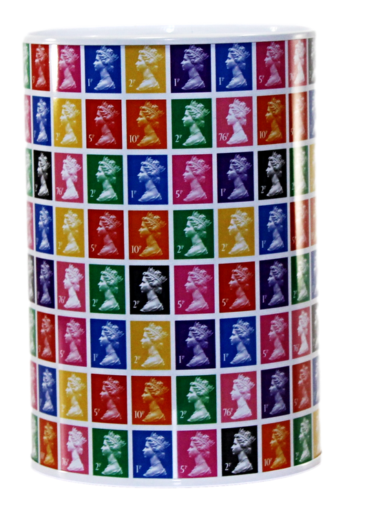 6 Assorted Styles Stamp Design Money Tin 145mm x 110mm ROY001 (Parcel Rate)