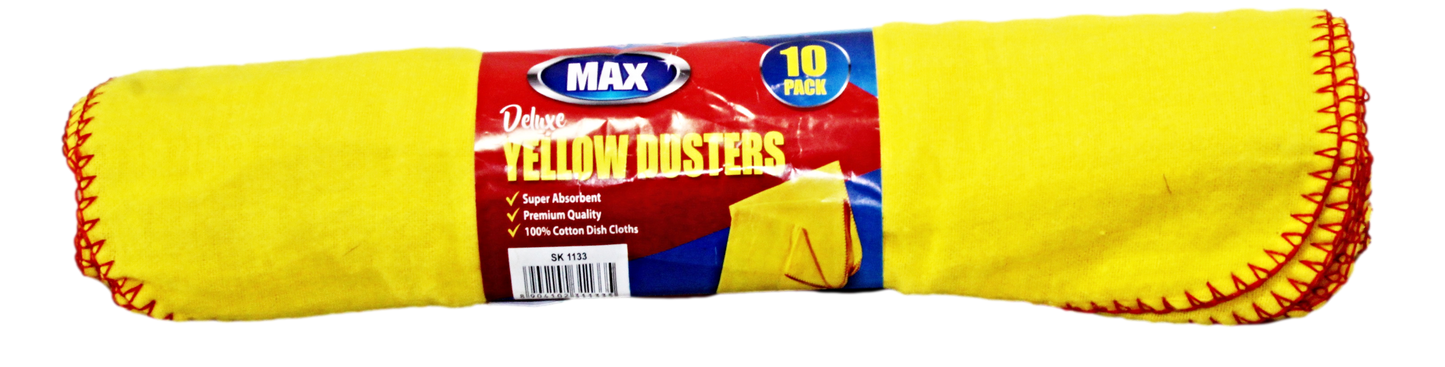 Pack of 10 Yellow Dusters Household Cleaning CK1133 (Parcel Rate)