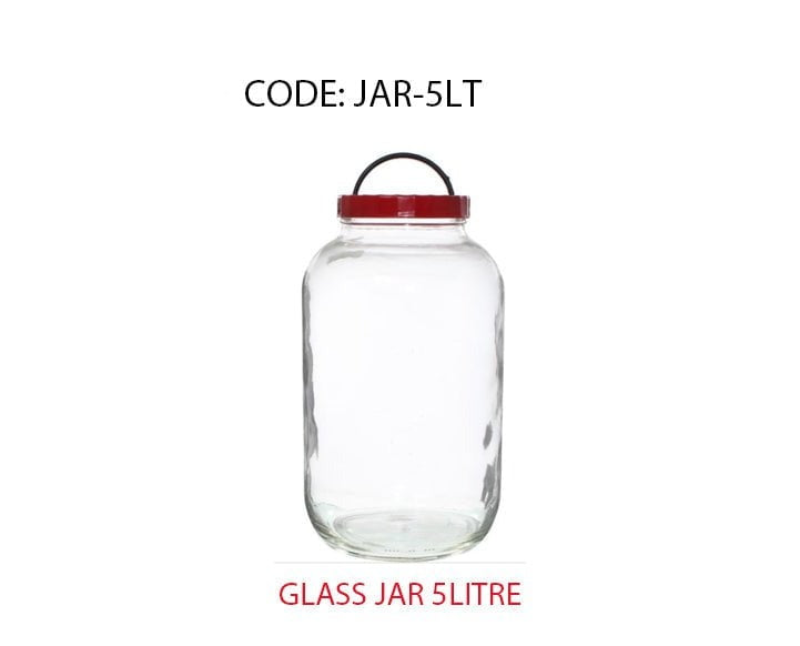 5 Litre Plain Clear Glass Jar With Plastic Lid Cereal Spices Oats Glass Jar J5 (Parcel Rate)
