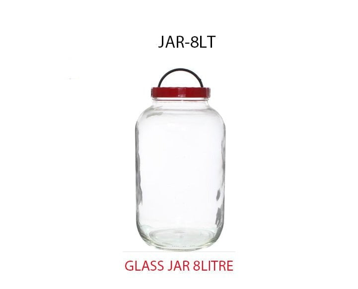 8 Litre Plain Clear Glass Jar With Plastic Lid Cereal Spices Oats (Parcel Rate)