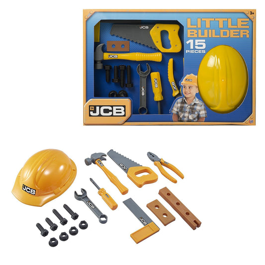 JCB Little Builder Kids Tool Kit And Builders Construction Helmet Set 5891 (Parcel Rate)