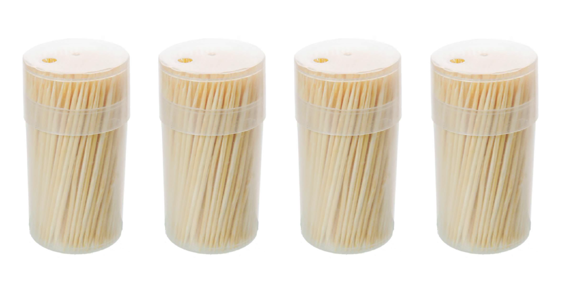 IIGEurope Bamboo Cocktail Sticks Toothpicks 600pcs Pack of 4 KG1 (Parcel Rate)