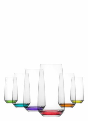 Lal Coloured Hiball Tumbler Drinking Glass Pack of 6 480cc LAL376PT0 (Parcel rate)