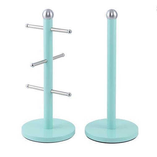 Free Standing Metallic Kitchen Roll And Mug Holder Assorted Colours 33cm 2010 (Parcel Rate)