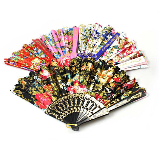 Chinese Folding Black Frame Peony Pattern Nylon Handheld Mini Folding Hand Fan 37cm 0915 (Parcel Rate)