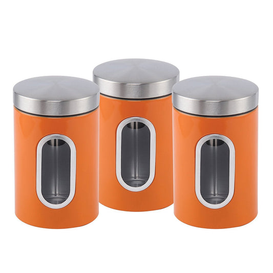 Nea 3Pc Canister Set Persimmon Orange Home Kitchen 2697 (Parcel Rate)